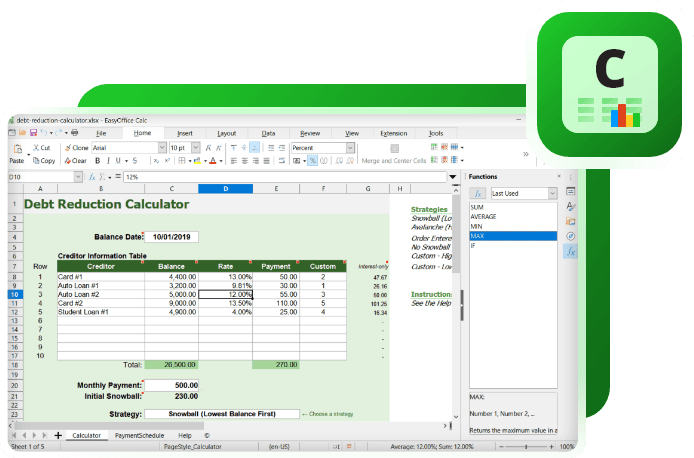 Screenshot of Calc
